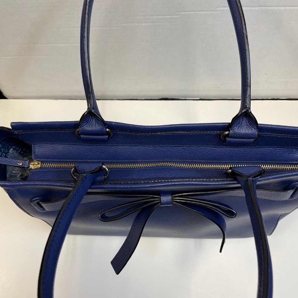 Kate Spade deep blue leather tote with bow - Picture 7 of 15